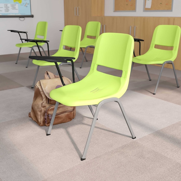 Flash Furniture Green Ergonomic Shell Chair with Right Handed Flip-Up Tablet Arm RUT-EO1-GN-RTAB-GG - main